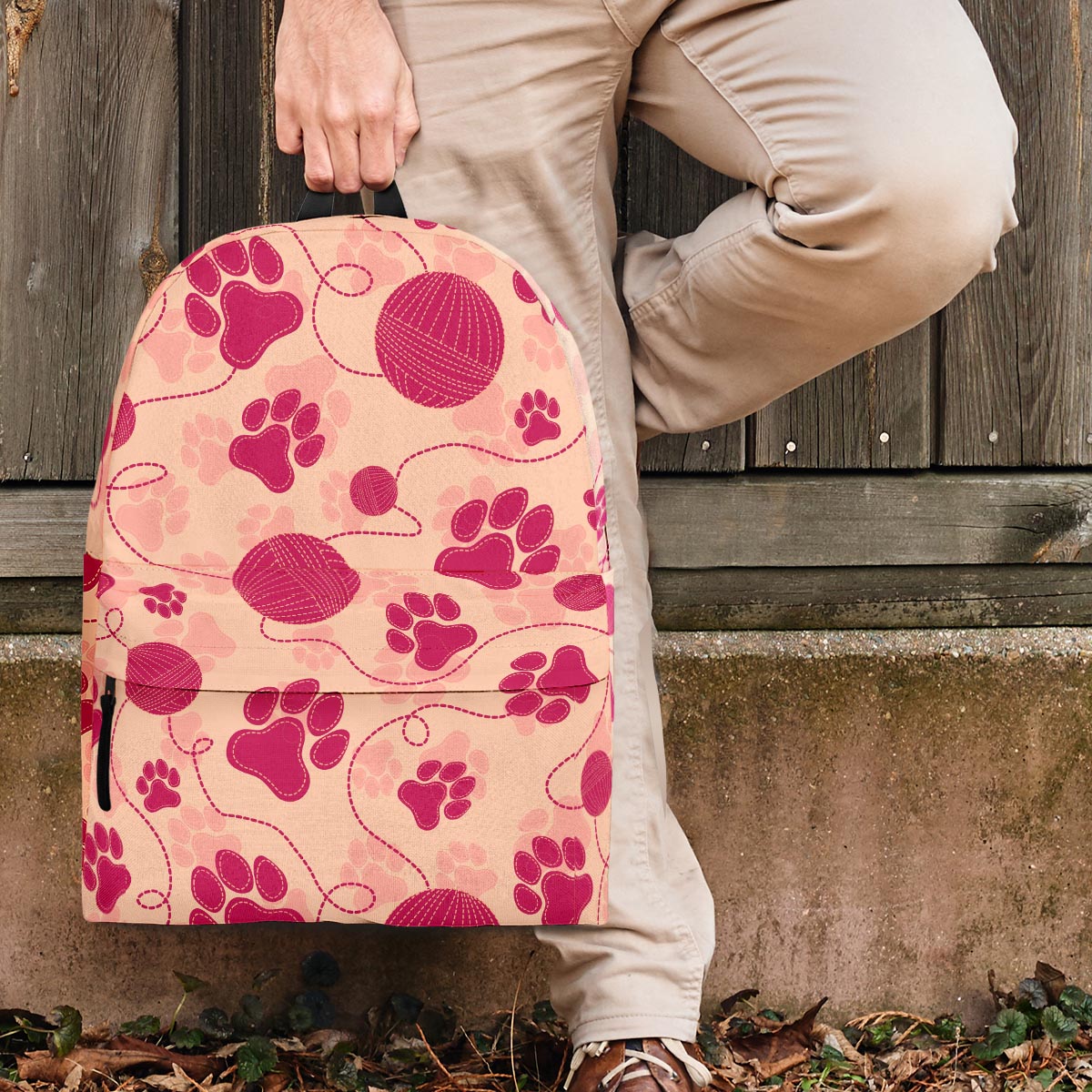 Yarn Paw Print Backpack-grizzshop