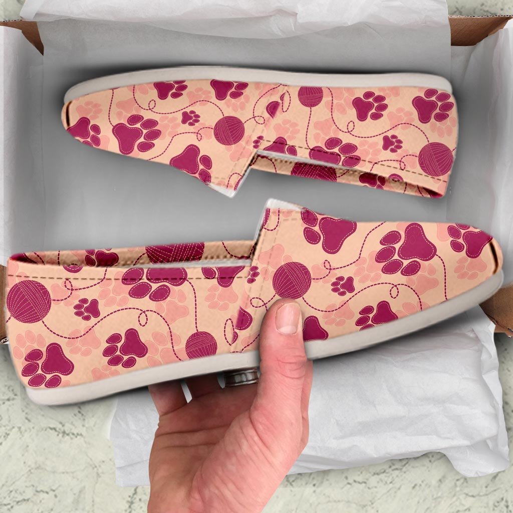 Yarn Paw Print Canvas Shoes-grizzshop