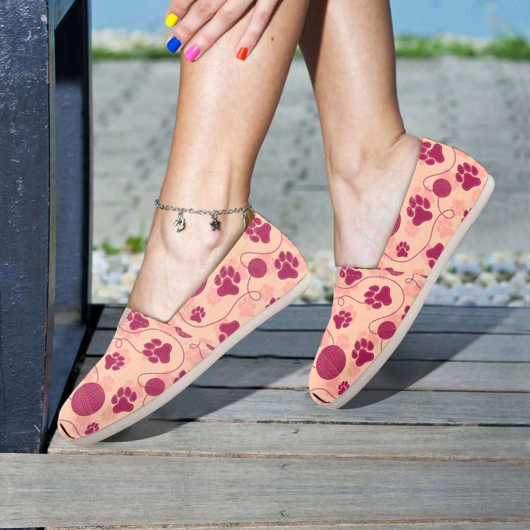 Yarn Paw Print Canvas Shoes-grizzshop