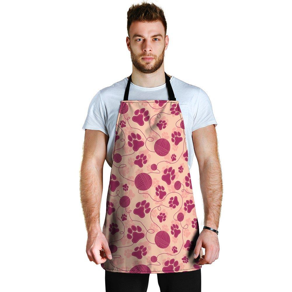 Yarn Paw Print Men's Apron-grizzshop