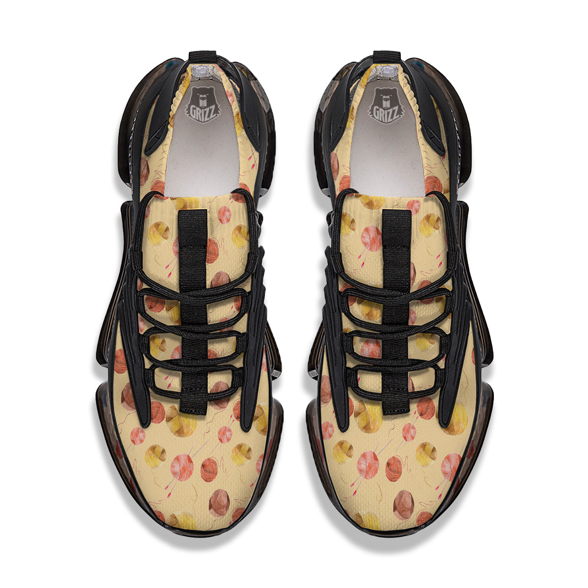 Yarn Watercolor Print Pattern Black Gym Shoes-grizzshop