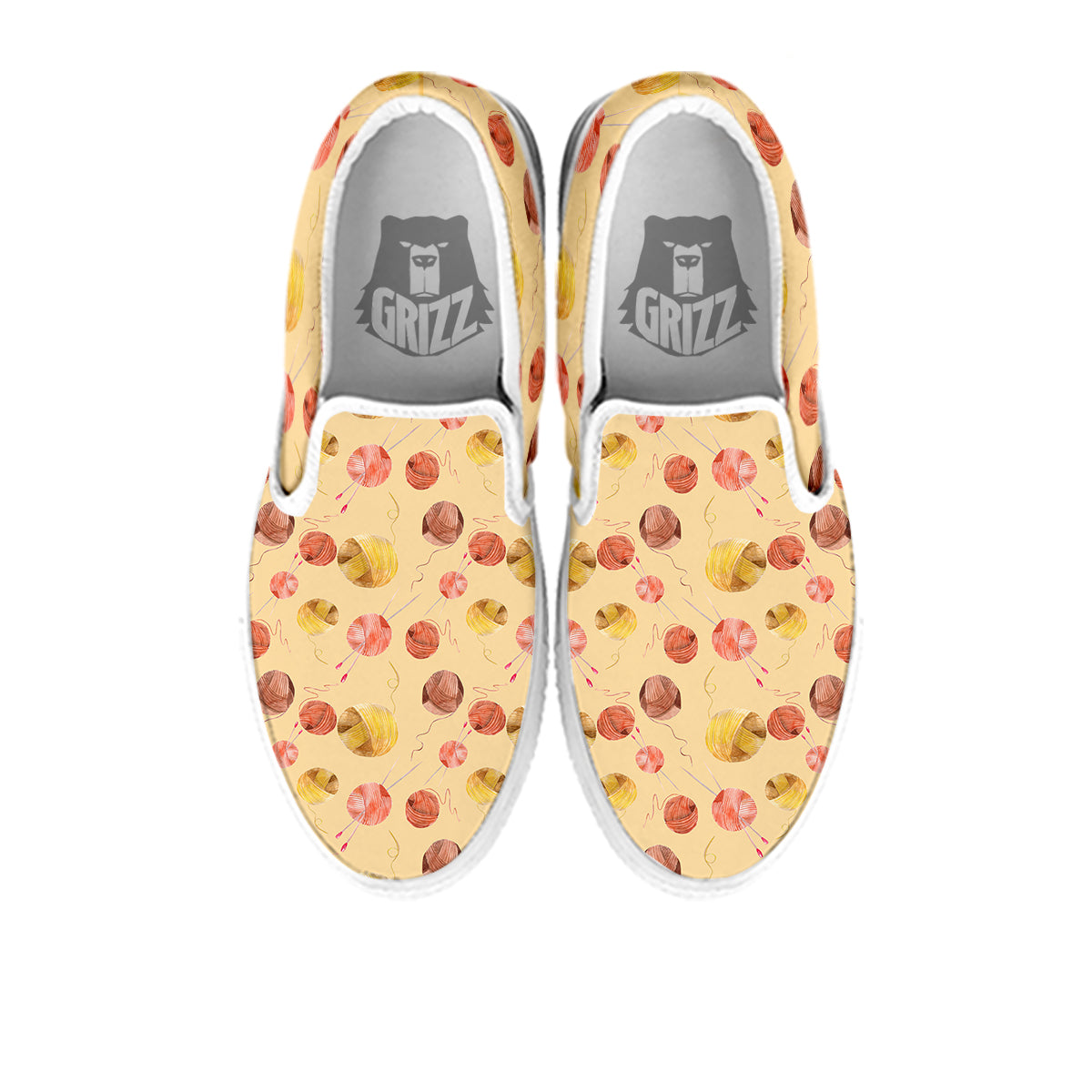 Yarn Watercolor Print Pattern White Slip On Shoes-grizzshop