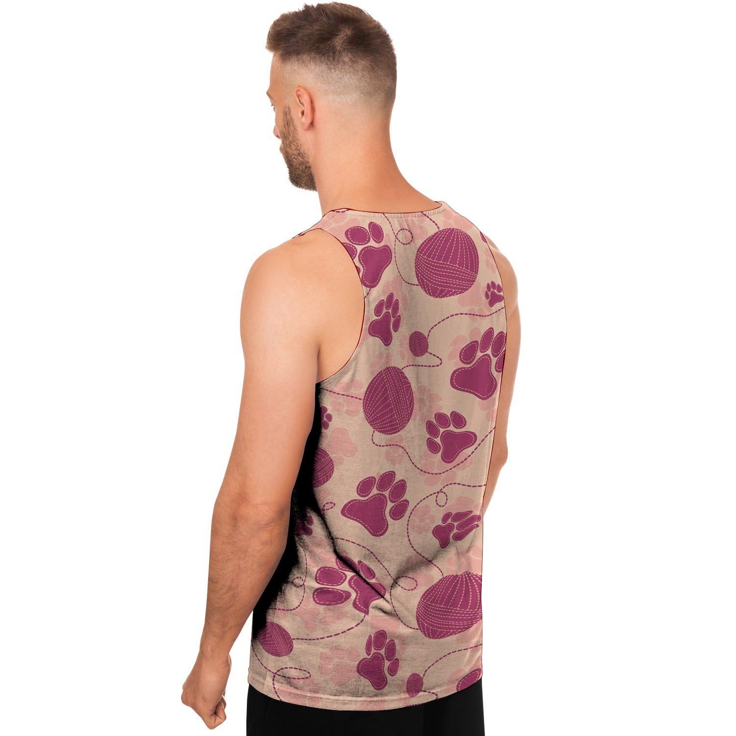 Yarn Paw Print Men's Tank Tops-grizzshop