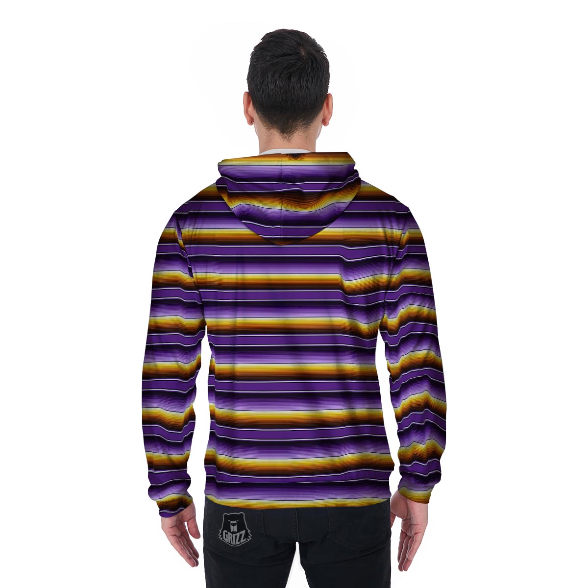 Yellow And Purple Mexican Baja Men's Zip Up Hoodie-grizzshop