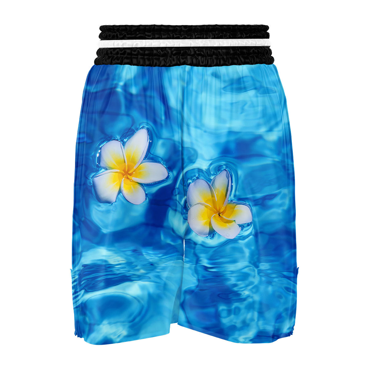 Yellow And White Plumeria In Water Print Boxing Shorts-grizzshop
