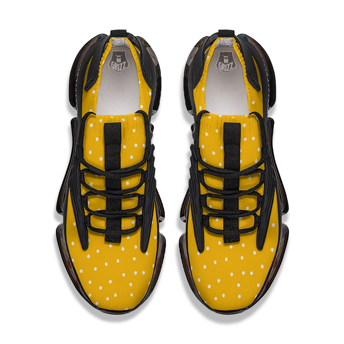 Yellow And White Polka Dot Print Pattern Black Gym Shoes-grizzshop