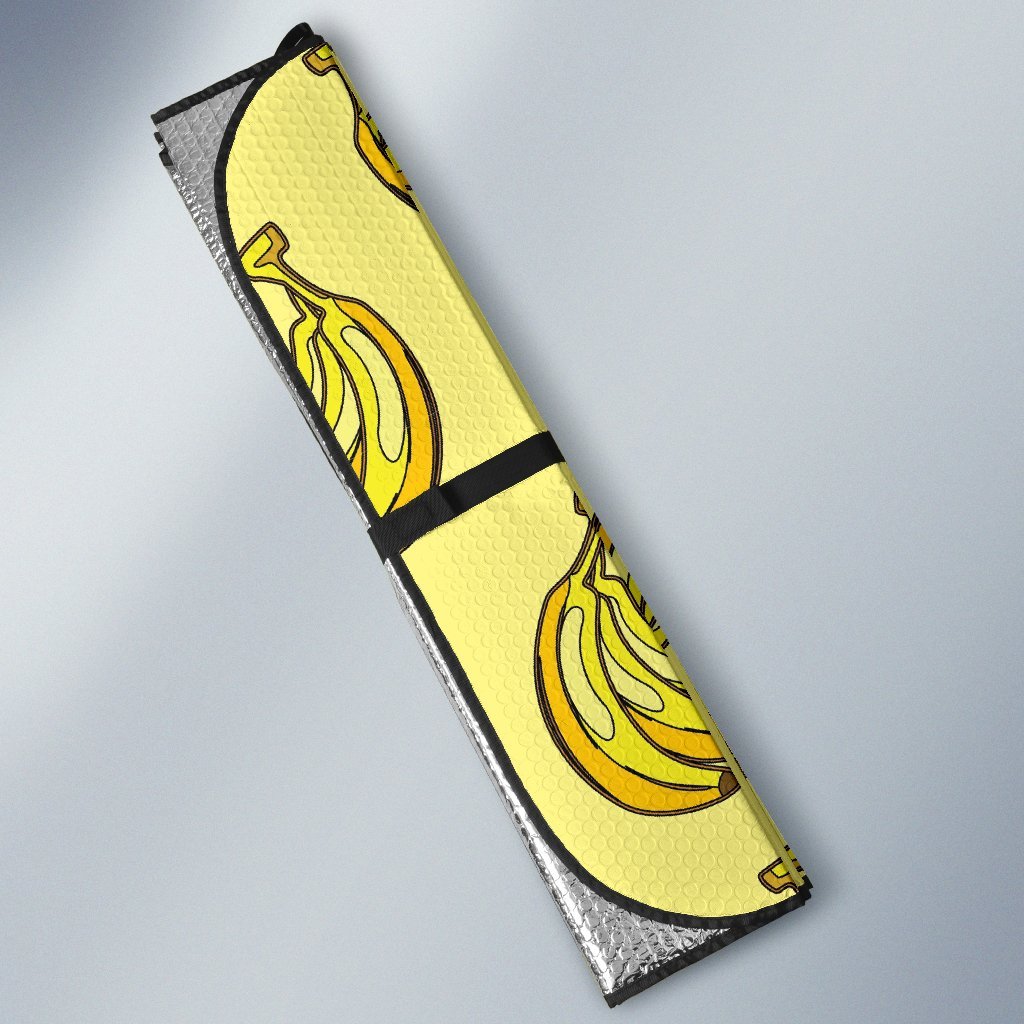 Yellow Banana Pattern Print Car Sun Shade-grizzshop