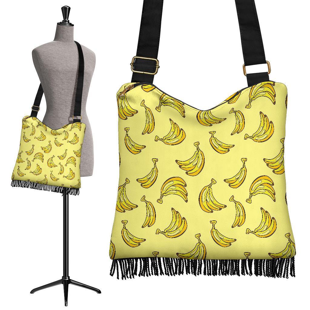 Yellow Banana Pattern Print Crossbody Bags-grizzshop
