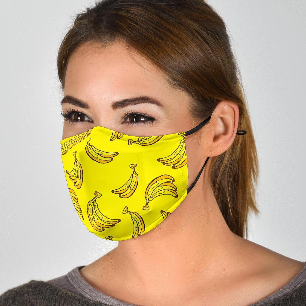 Yellow Banana Pattern Print Face Mask-grizzshop