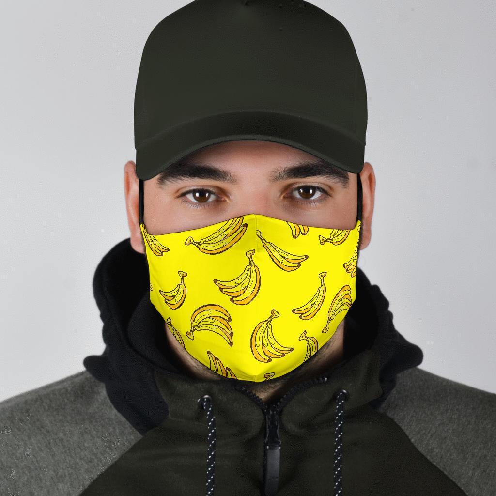 Yellow Banana Pattern Print Face Mask-grizzshop