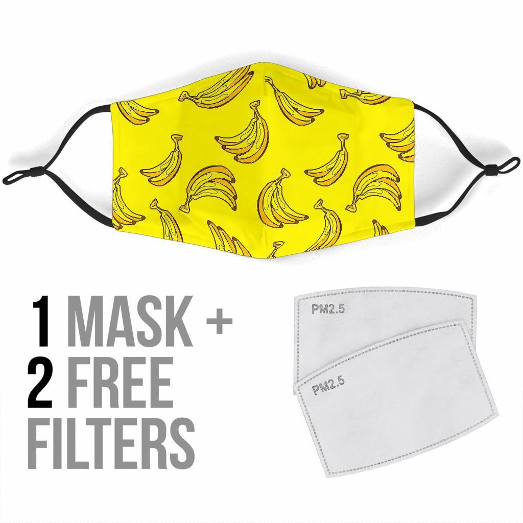 Yellow Banana Pattern Print Face Mask-grizzshop