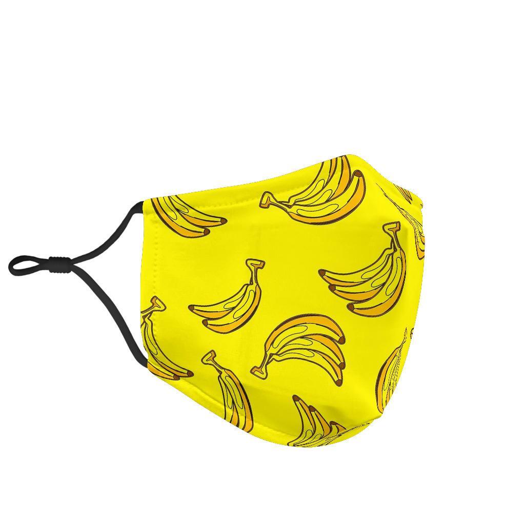 Yellow Banana Pattern Print Face Mask-grizzshop