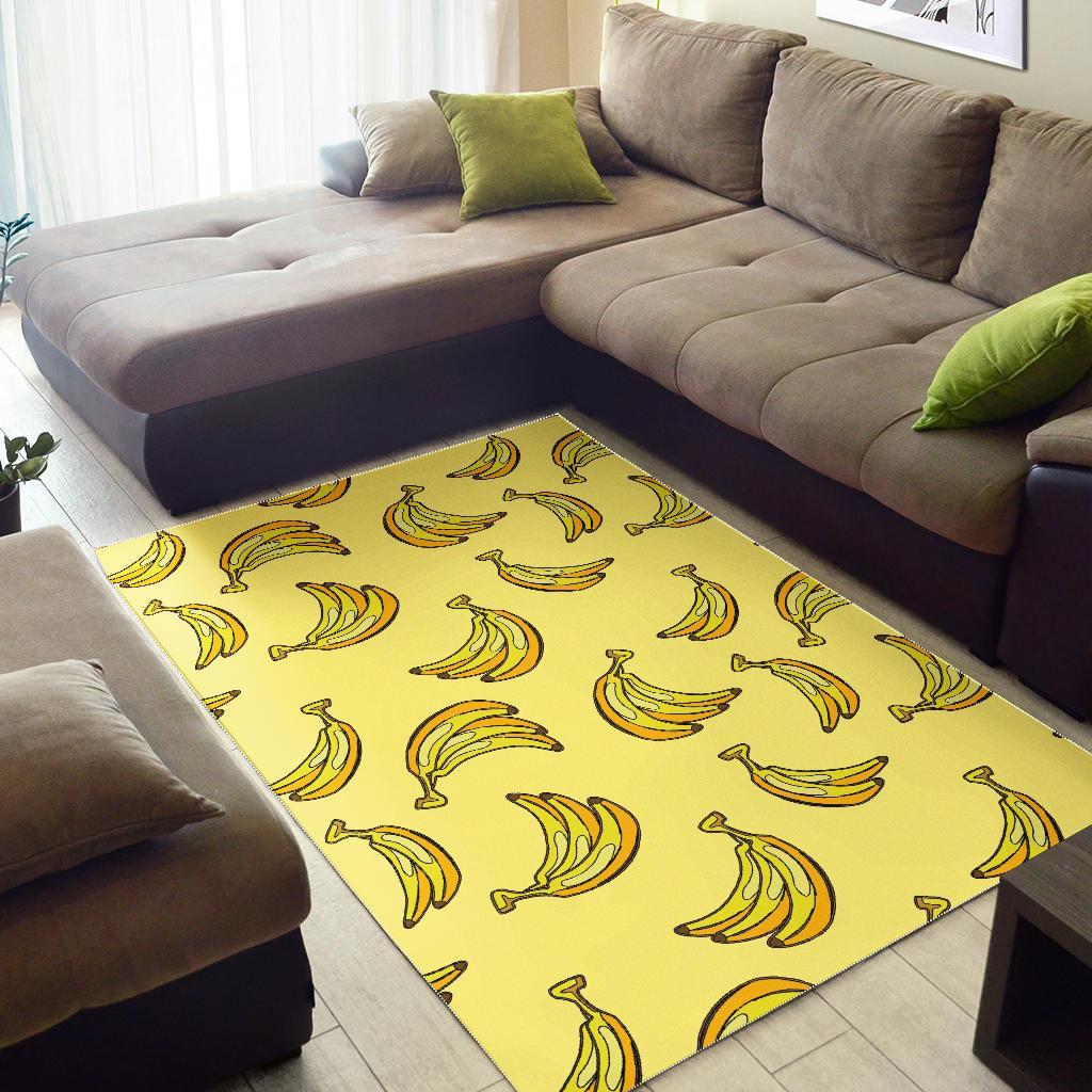 Yellow Banana Pattern Print Floor Mat-grizzshop