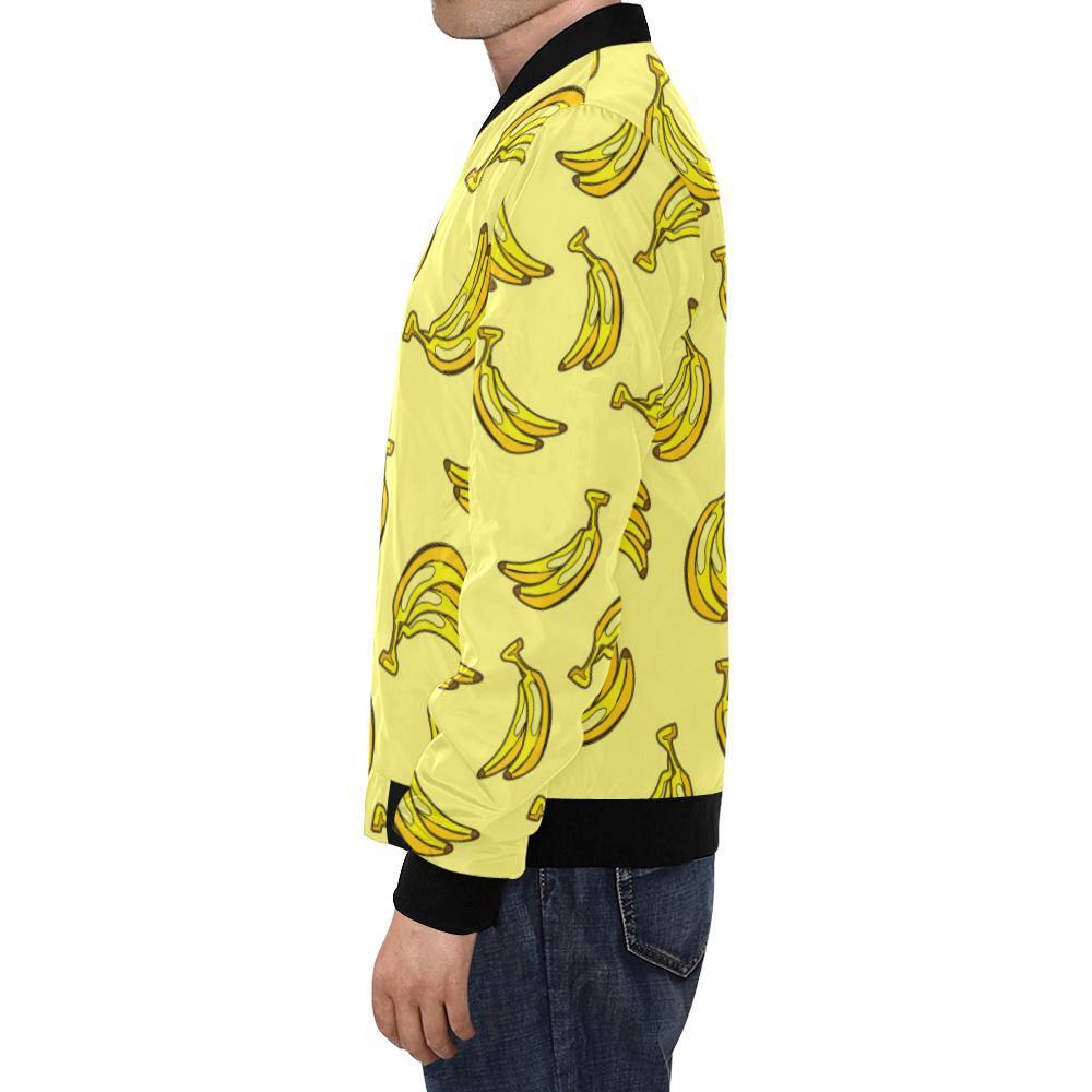 Yellow Banana Pattern Print Men's Bomber Jacket-grizzshop
