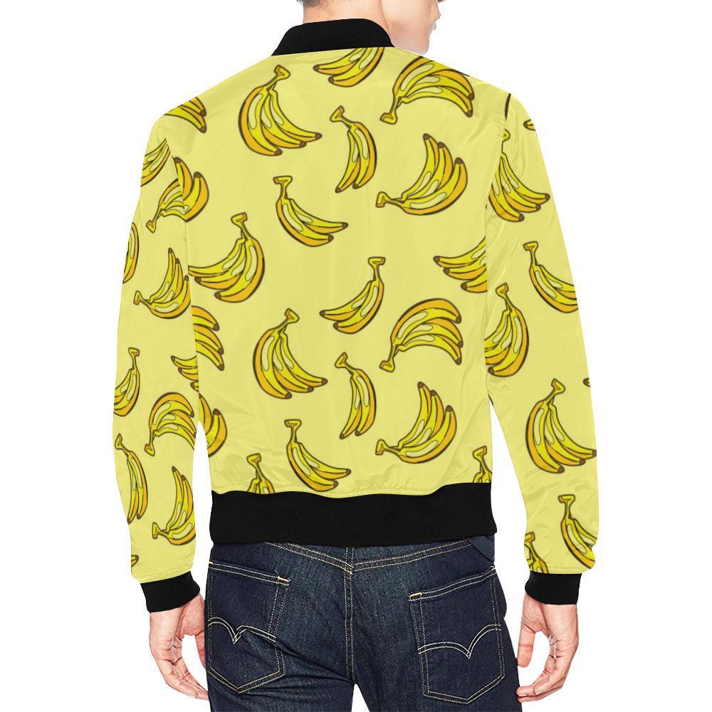 Yellow Banana Pattern Print Men's Bomber Jacket-grizzshop