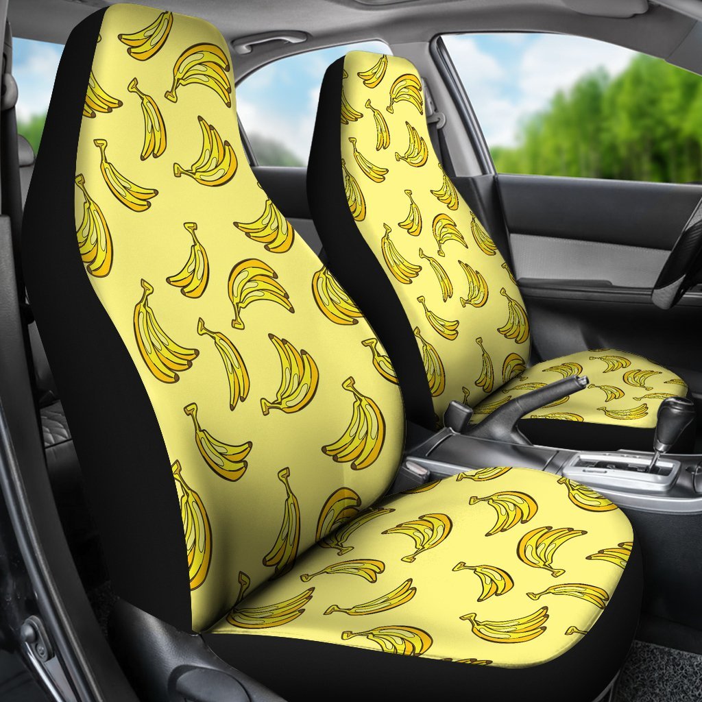 Yellow Banana Pattern Print Universal Fit Car Seat Cover-grizzshop