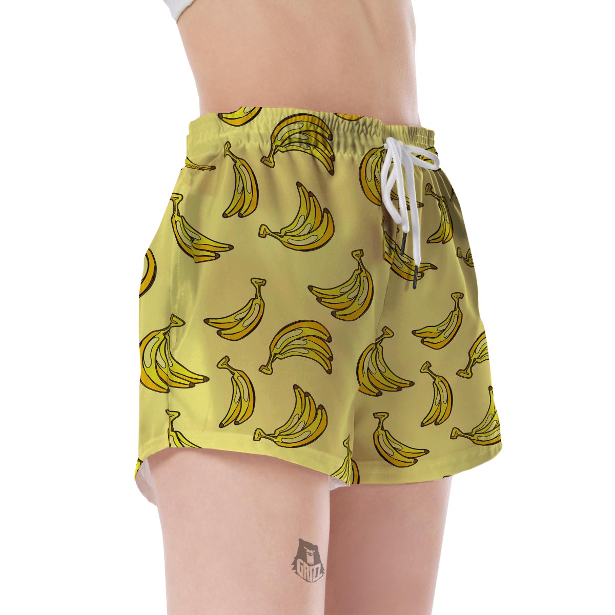 Yellow Banana Pattern Print Women's Shorts-grizzshop