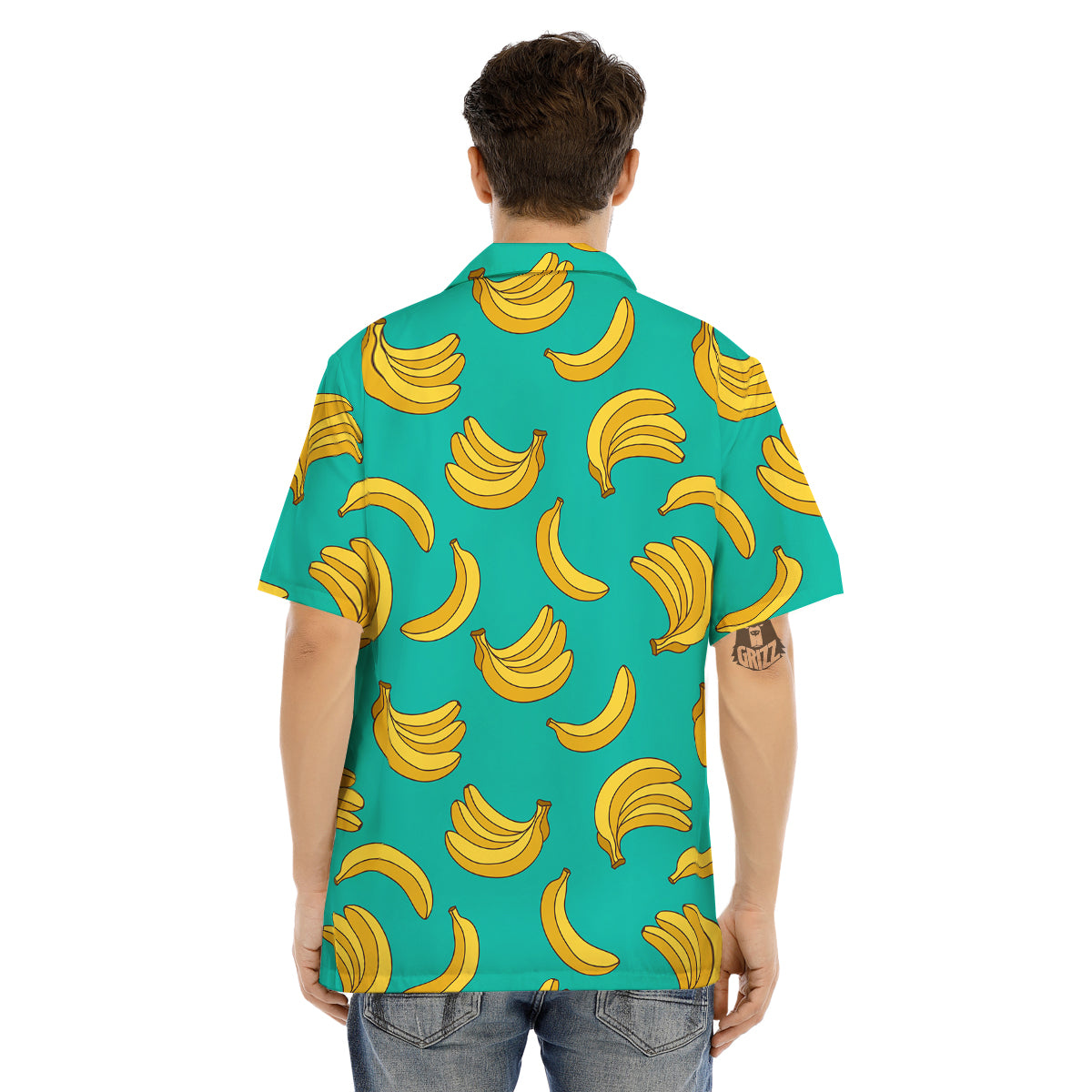 Yellow Banana Print Pattern Men's Hawaiian Shirt-grizzshop