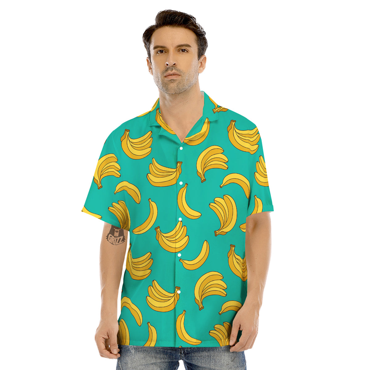 Yellow Banana Print Pattern Men's Hawaiian Shirt-grizzshop