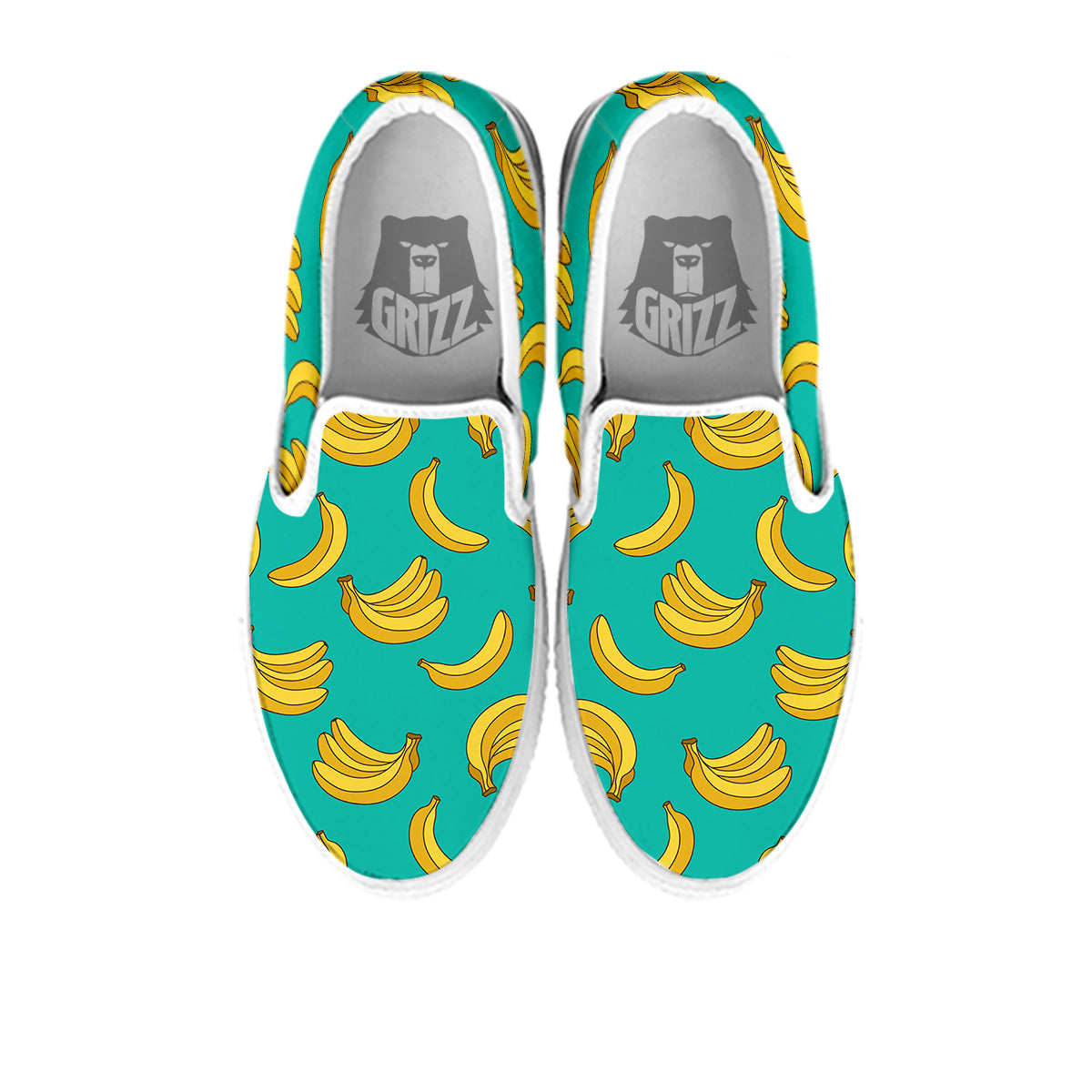 Yellow Banana Print Pattern White Slip On Shoes-grizzshop