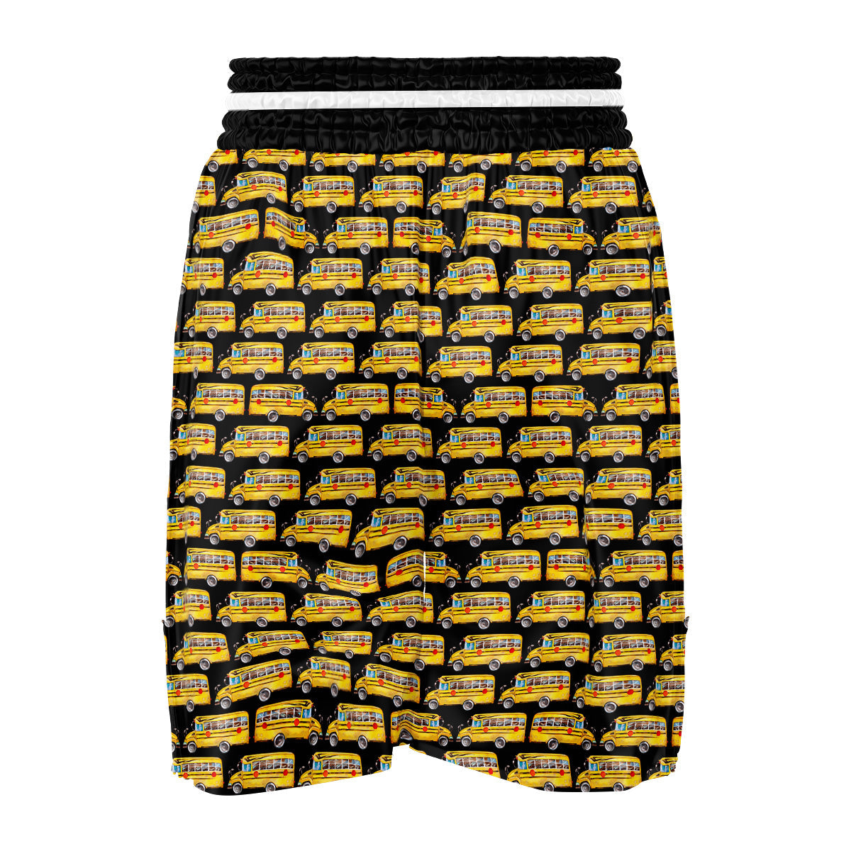 Yellow Bus Print Pattern Boxing Shorts-grizzshop