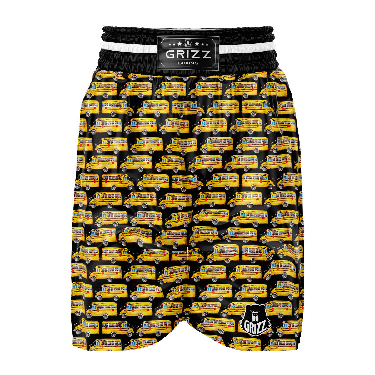 Yellow Bus Print Pattern Boxing Shorts-grizzshop