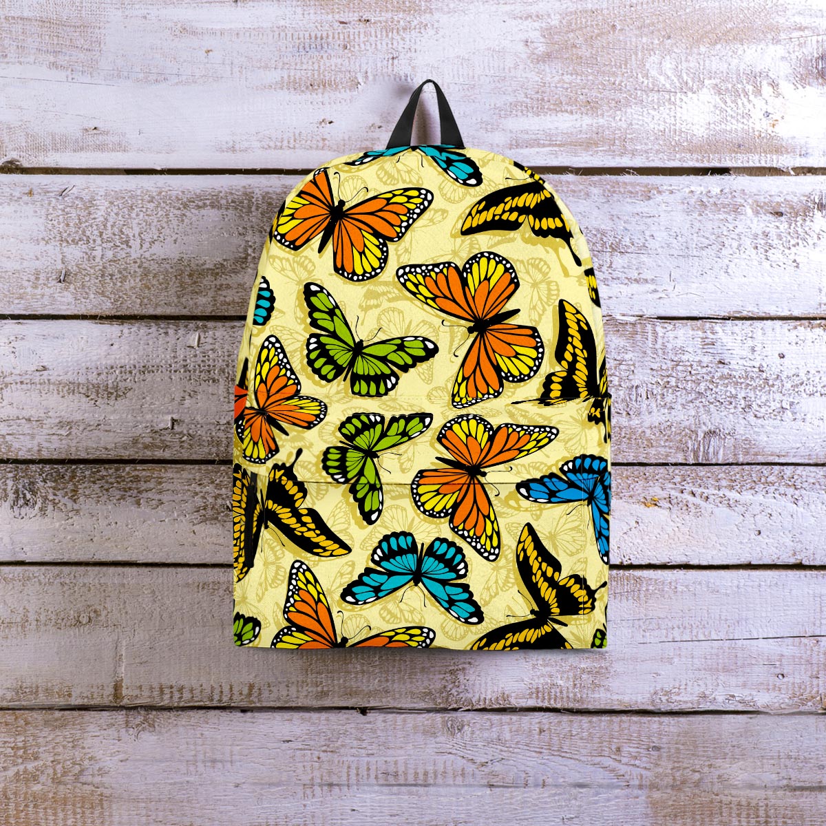 Yellow Butterfly Pattern Print Backpack-grizzshop