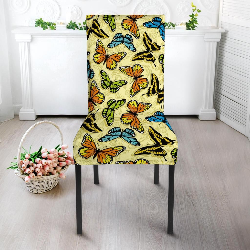 Yellow Butterfly Pattern Print Chair Cover-grizzshop