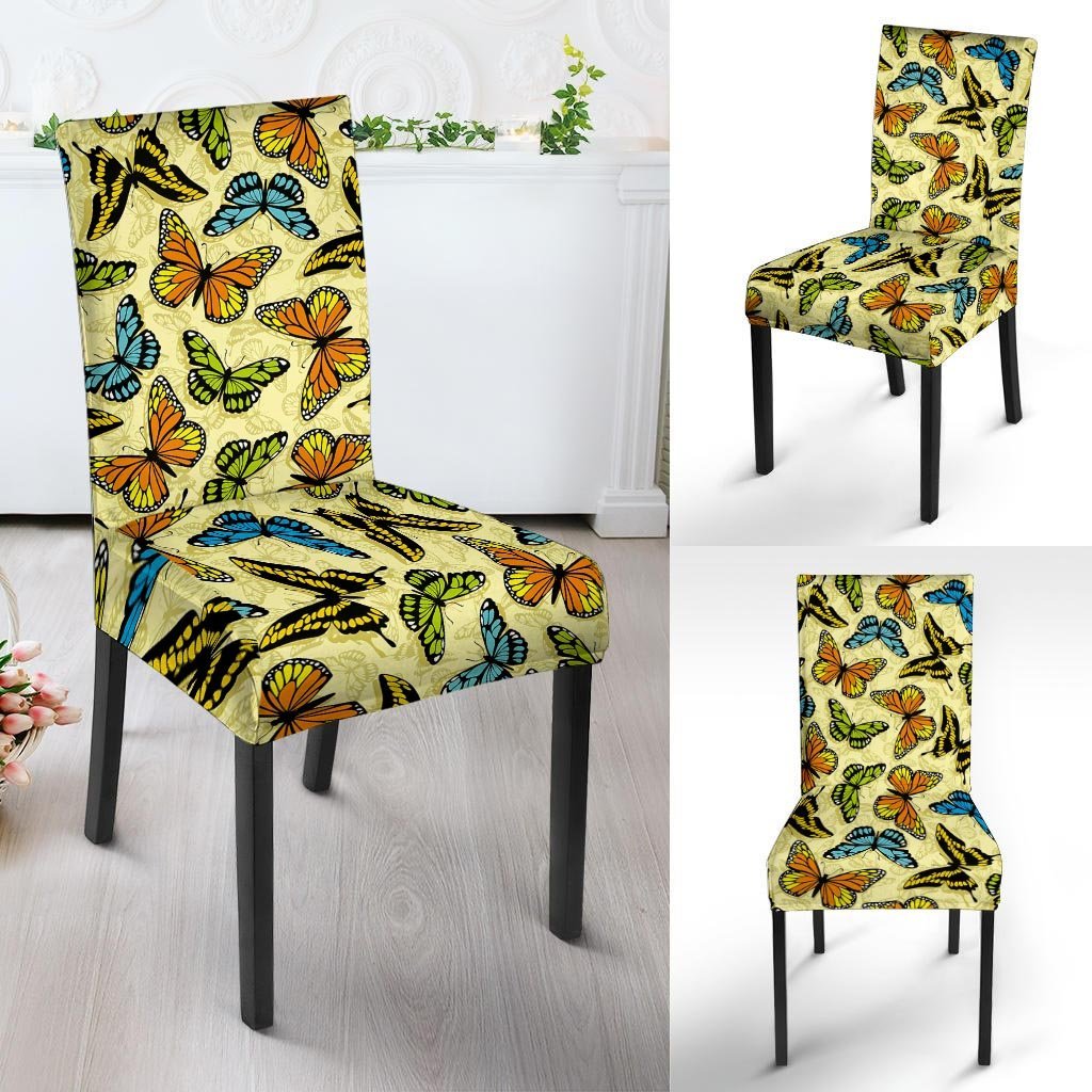 Yellow Butterfly Pattern Print Chair Cover-grizzshop