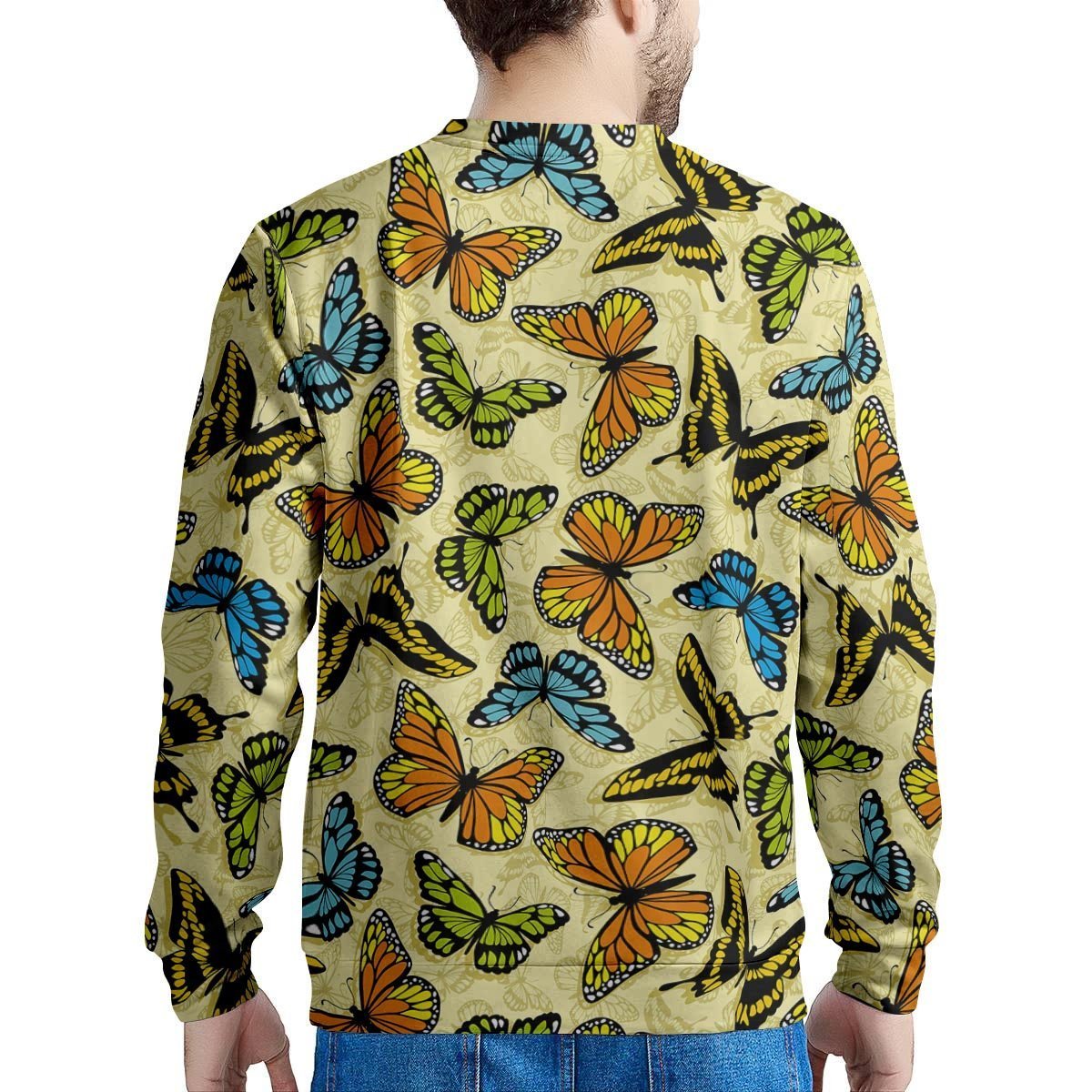 Yellow Butterfly Pattern Print Men's Sweatshirt-grizzshop
