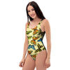 Yellow Butterfly Pattern Print One Piece Swimsuite-grizzshop