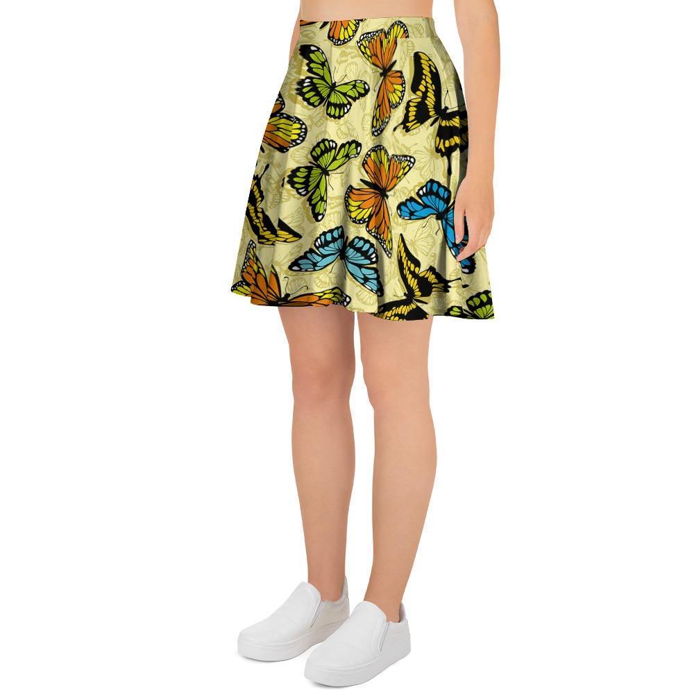 Yellow Butterfly Pattern Print Women's Skirt-grizzshop