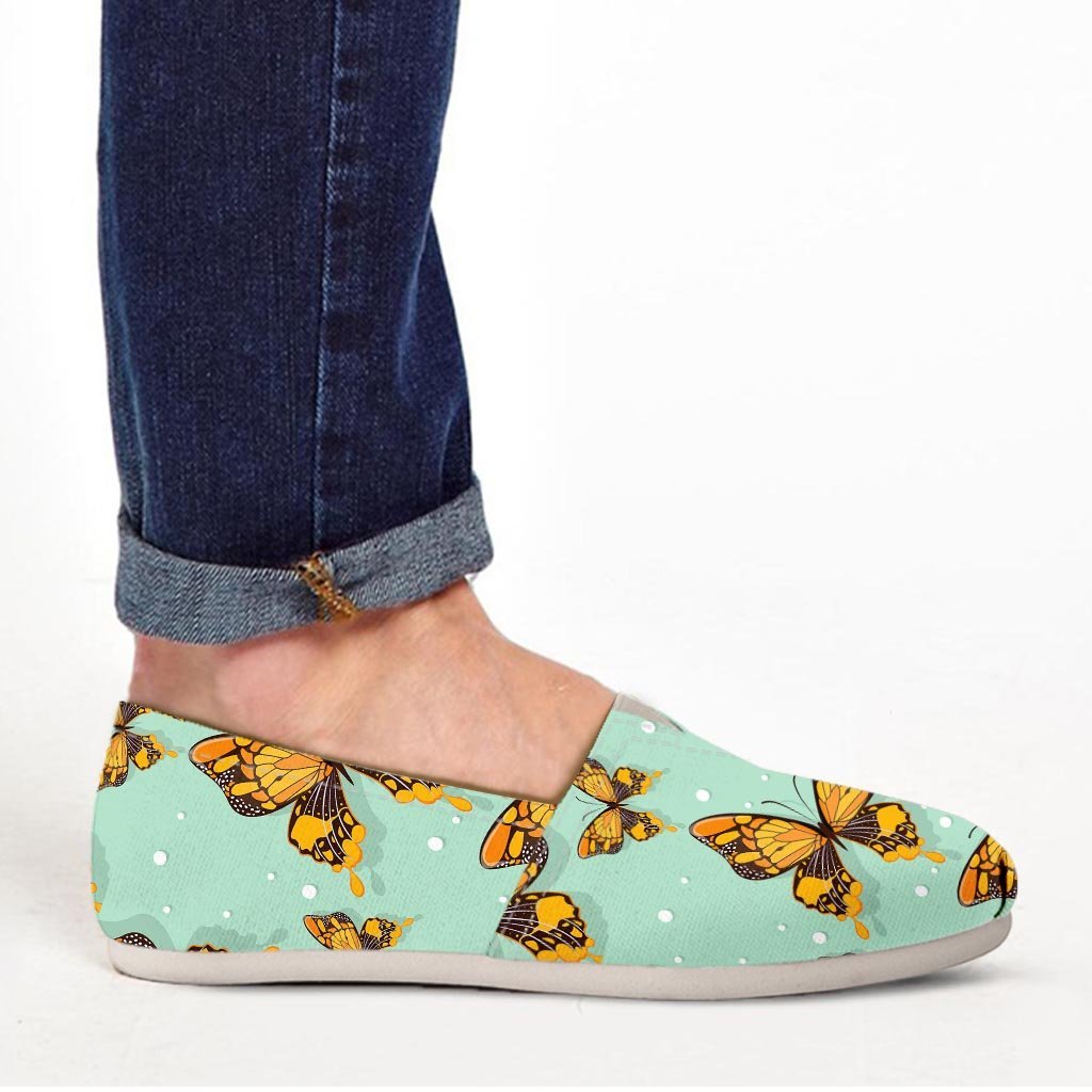 Yellow Butterfly Print Canvas Shoes-grizzshop