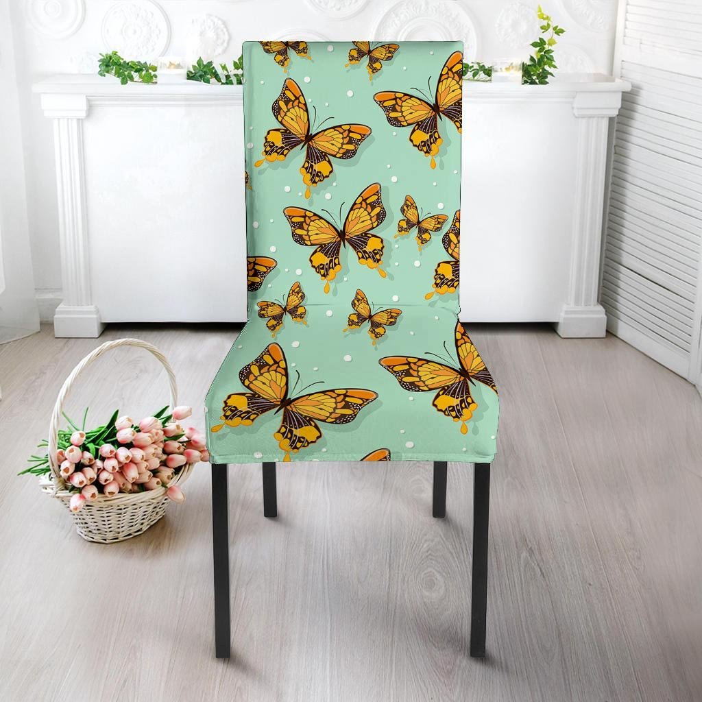 Yellow Butterfly Print Chair Cover-grizzshop