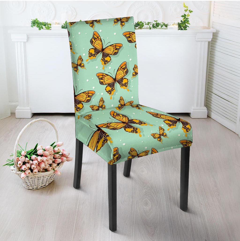Yellow Butterfly Print Chair Cover-grizzshop