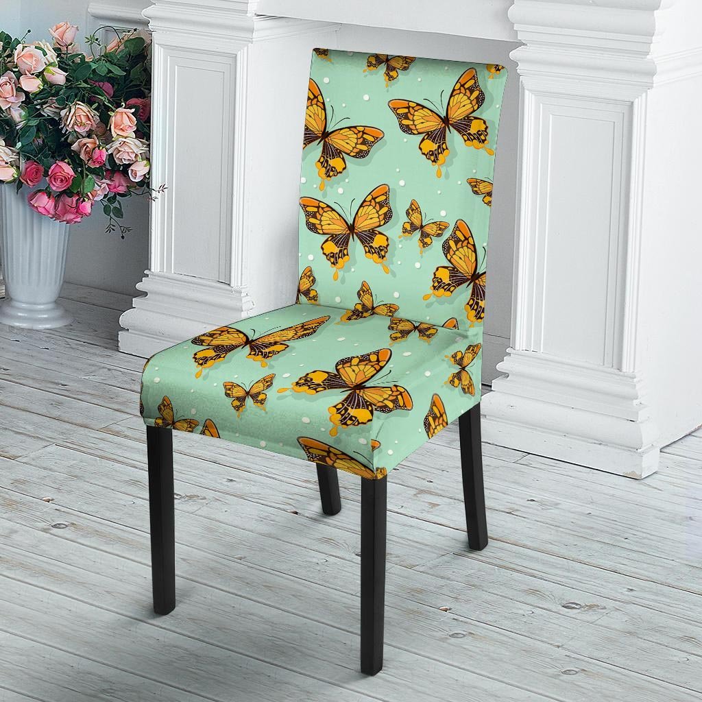 Yellow Butterfly Print Chair Cover-grizzshop