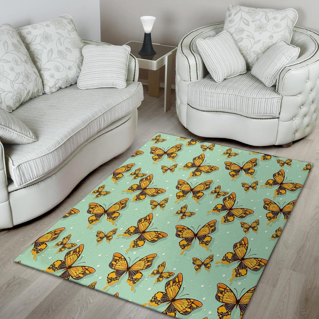 Yellow Butterfly Print Floor Mat-grizzshop