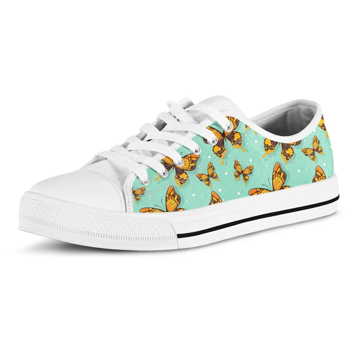 Yellow Butterfly Print Men's Low Top Shoes-grizzshop