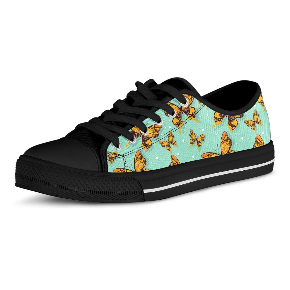 Yellow Butterfly Print Men's Low Top Shoes-grizzshop
