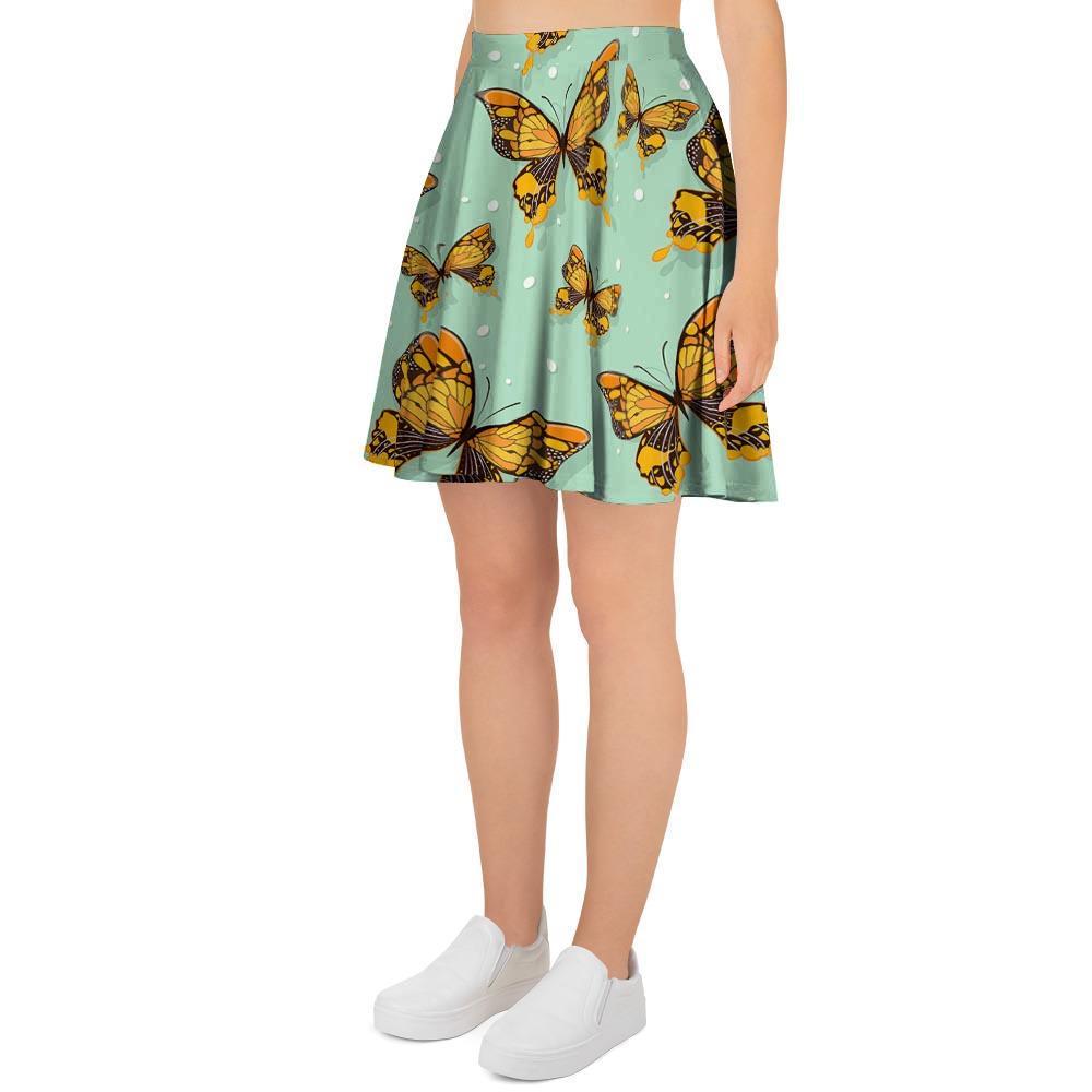 Yellow Butterfly Print Women's Skirt-grizzshop