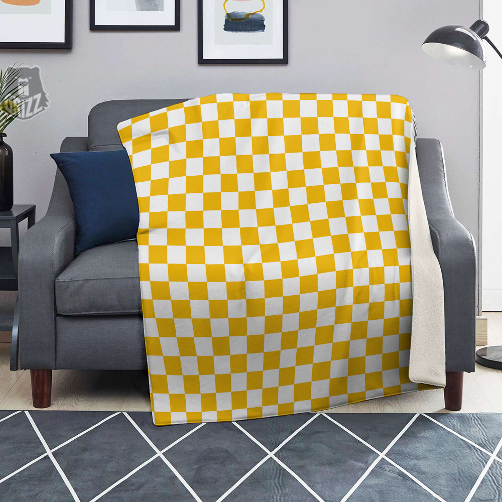 Yellow Checkered Flag Print Blanket-grizzshop