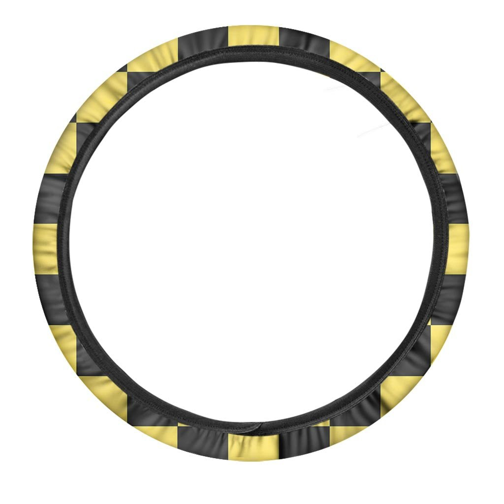 Yellow Checkered Print Steering Wheel Cover-grizzshop