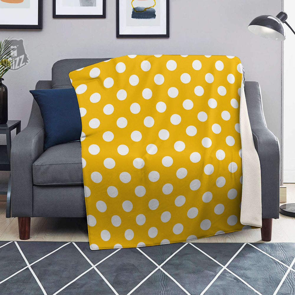 Yellow Color Polka Dot Print Pattern Blanket-grizzshop