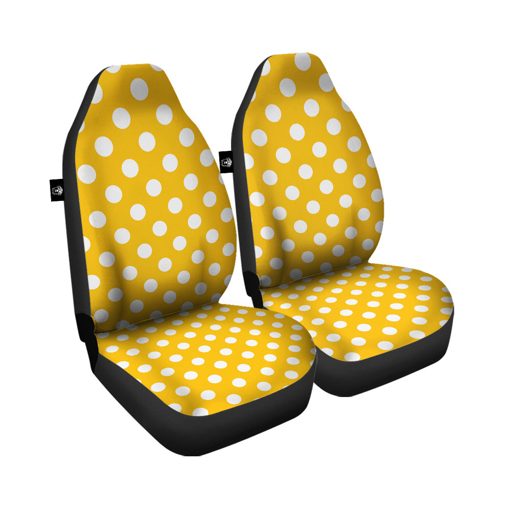 Yellow Color Polka Dot Print Pattern Car Seat Covers-grizzshop