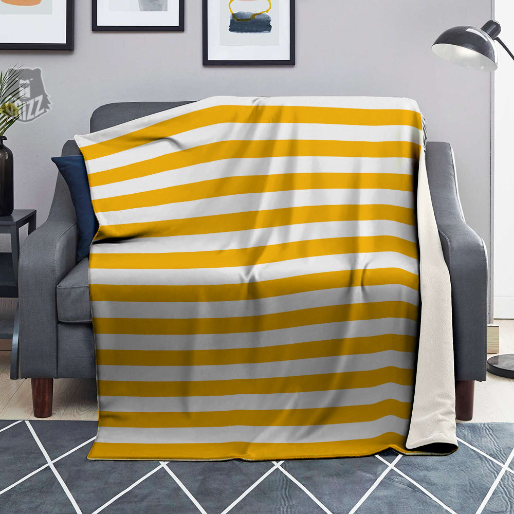 Yellow Color Striped Print Blanket-grizzshop
