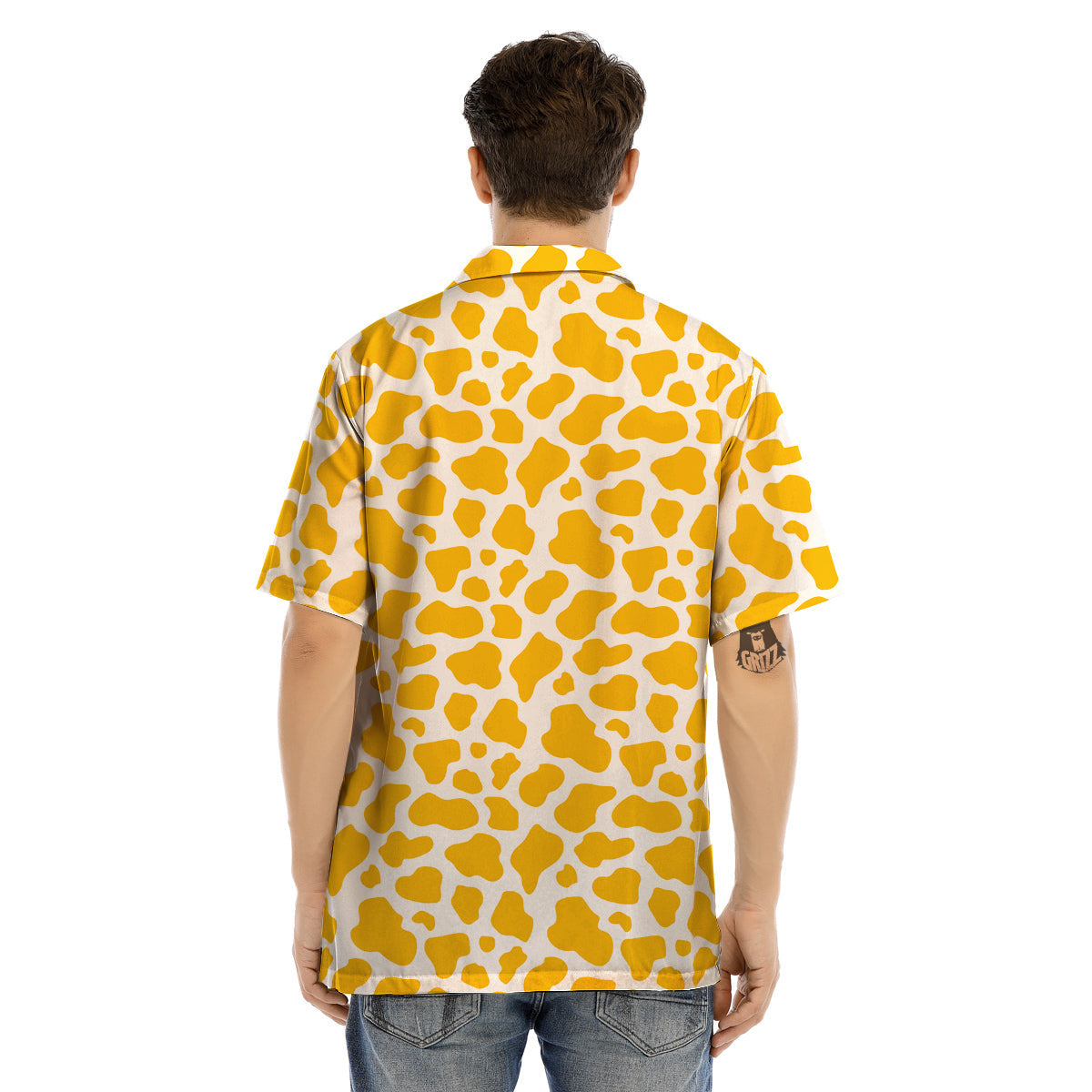 Yellow Cow Print Pattern Men’s Hawaiian Shirt-grizzshop