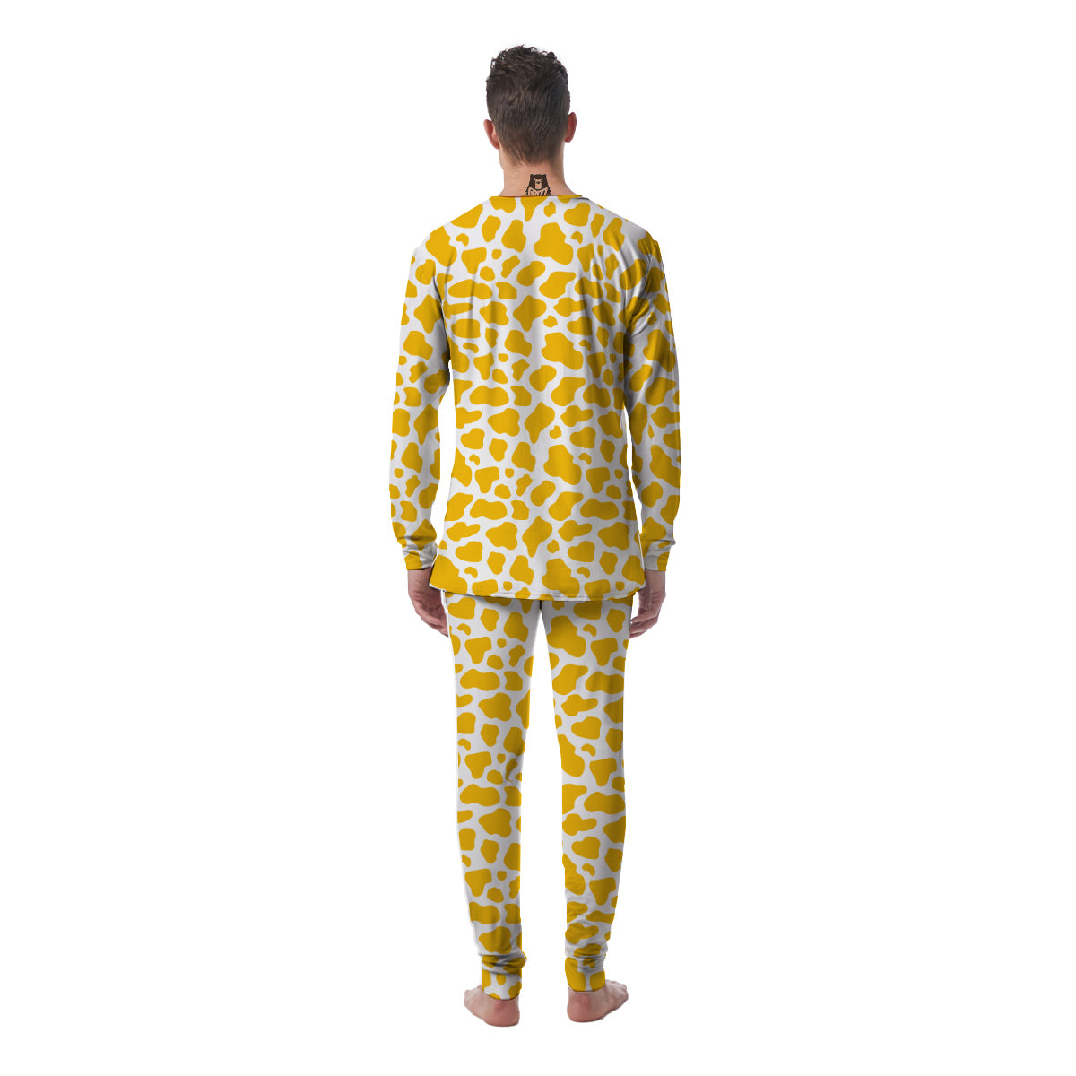 Yellow Cow Print Pattern Men's Pajamas-grizzshop