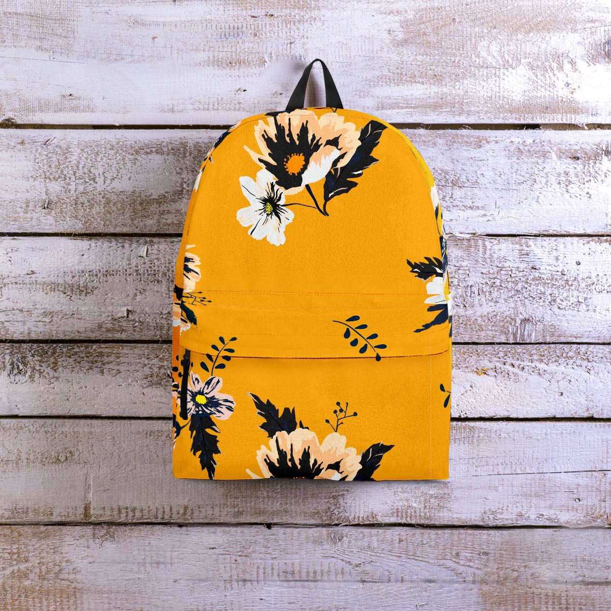 Yellow Flower Print Backpack-grizzshop