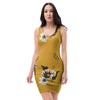 Yellow Flower Print Bodycon Dress-grizzshop