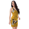 Yellow Flower Print Bodycon Dress-grizzshop